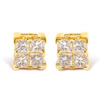 10KT Yellow Gold Princess Diamond Stud E...