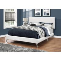 Bed - Queen Size / White Leather-Look With Chrome Legs