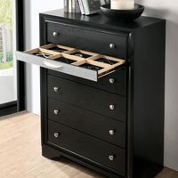 Contemporary Black and Silver 6-Drawer Chest