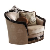 ACME Ernestine Chair w/2 Pillows, Tan Fabric & Black