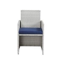 ACME Paitalyi 9Pc Bistro Set, Blue Fabric & Wicker