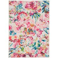 Wabisa Raspberry And Ivory 3X5 Washable Area Rug