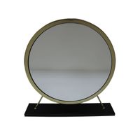 ACME Adao Vanity Mirror & Stool, Faux Fur, Mirror, Black & Brass Finish
