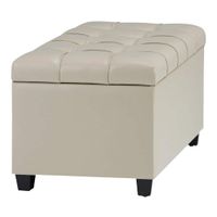 Simpli Home Sienna - bench ottoman - rectangular - wood polyurethane faux leather engineered wood - satin cream