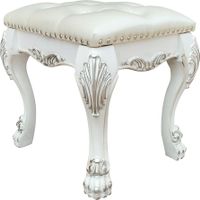 ACME Dresden II Vanity Stool, Synthetic Leather & Bone White Finish