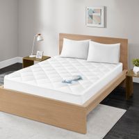 White Quiet Nights 300 Thread Count Cotton Sateen Waterproof Mattress Pad Queen