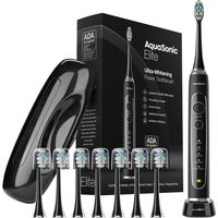 AquaSonic - Elite - Wireless Rechargeable Electric Toothbrush with Travel Case, 5 Modes, 8 Brush Heads - Black