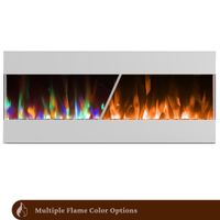 50-In. Recessed Wall Mounted Electric Fireplace with Crystal and LED Color Changing Display, White