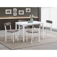 ACME Fidelity 5Pc Pack Dining Set in Brown Linen & White Finish