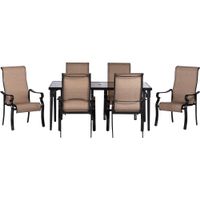 Brigantine 7-pc Dining Set: Aluminum Glass Table, 6 Sling Chairs