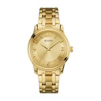 Bulova - Mens Corporate Collection Gold-Tone Stainless Steel Watch Gold Dial