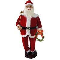 Christmas Time 58-In. Traditional Dancing Santa Claus with Wreath and Gift Sack, Animated Indoor Christmas Holiday Home Decor