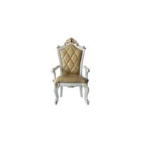 ACME Picardy Arm Chair (Set-2), Butterscotch Synthetic Leather & Antique Pearl