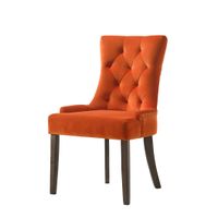ACME Farren Side Chair (Set-2), Orange Velvet & Weathered Oak Finish