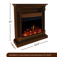Sienna 34-In. Electric Fireplace Heater with Walnut Mantel, Enhanced Log Display, Multi-Color Flames, and Remote Control