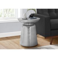 Accent Table - 22"H / Chrome Iron Metal Drum End Table