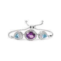 .925 Sterling Silver Oval Amethyst and P...