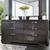 Transitional Solid Wood 6-Drawer Double Dresser in Espresso