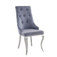 ACME Dekel Side Chair (Set-2), Gray Fabric & Stainless Steel