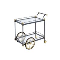 ACME Cyrus Serving Cart, Black/Gold & Clear Glass
