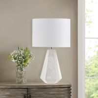 Natural Whitewash Flinn 23" Resin Table Lamp with Faux Wood Texture