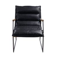 ACME Luberzo Accent Chair, Distress Espresso Top Grain Leather & Matt Iron Finish