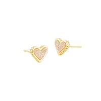 Kendra Scott Framed Sri Heart Stud Earrings (Gold/Iridescent Drusy)