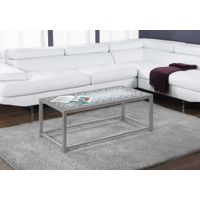 Coffee Table/ Accent/ Cocktail/ Rectangular/ Living Room/ 42" L/ Metal/ Tile/ Blue/ Grey/ Transitional