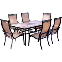 Monaco 7pc: 6 Sling Dining Chairs, 40x68" Tile Top Table