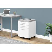 File Cabinet/ Rolling Mobile/ Storage Drawers/ Printer Stand/ Office/ Work/ Laminate/ Grey/ White/ Contemporary/ Modern