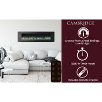 72-In. Wall-Mount Electric Fireplace in Black with Multi-Color Flames and Crystal Rock Display