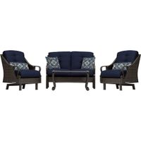 Ventura 4pc Seating Set: Sofa, 2 glide chairs, ceramic tile coffee table