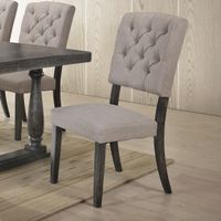 ACME Bernard Side Chair (Set-2), Linen & Weathered Gray Oak