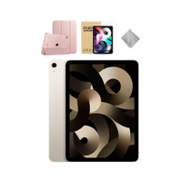 Apple - 10.9-Inch iPad Air - Latest Model - (5th Generation) with Wi-Fi - 256GB - Starlight With Rose Gold Case Bundle