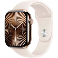 Apple Watch Series 10 (GPS+Cellular) 46mm Titanium Case with Starlight Sport Band - M/L - Gold - (2024)