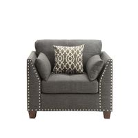 ACME Laurissa Chair w/3 Pillows, Light Charcoal Linen