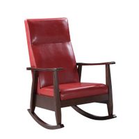 ACME Raina Rocking Chair, Red Synthetic Leather & Espresso Finish
