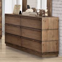 Rustic Solid Wood 6-Drawer Dresser in Rustic Natural Tone