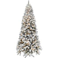Fraser Hill Farm 9.0' Alaskan Flocked Christmas Tree - Clear Smart Lights, EZ Connect