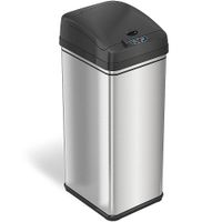 iTouchless - 13 Gallon Touchless Sensor Trash Can with Pet-Proof Lid and AbsorbX Odor Control Stainless Steel Automatic Kitchen Bin - Silver