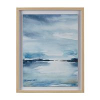 Blue Sparkling Sea Framed Glass and Single Matted Abstract Landscape Coastal Wall Art See below