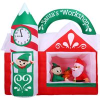 Christmas Time 6-Ft. Wide Pre-Lit Inflatable Santa's Workshop Outdoor Christmas Decoration