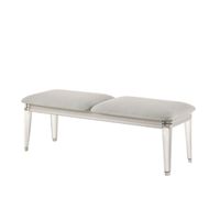 ACME Laveda Bench in Light Gray Boucle & Pearl White Finish