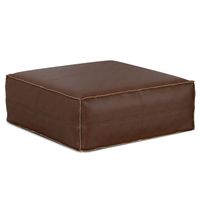 Simpli Home - Brody Extra Large Coffee Table Pouf - Distressed Dark Brown