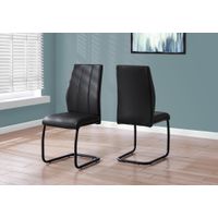 Dining Chair/ Set Of 2/ Side/ Upholstered/ Kitchen/ Dining Room/ Pu Leather Look/ Metal/ Black/ Contemporary/ Modern