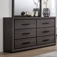 Contemporary Wood 6-Drawer Dresser in Gray