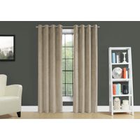 Curtain Panel/ 2pcs Set/ 54"W X 95"L/ Room Darkening/ Grommet/ Living Room/ Bedroom/ Kitchen/ Velvet/ Polyester/ Beige/ Contemporary/ Modern