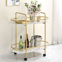 Contemporary Modern Metal 2-Shelf Servin...