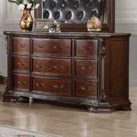 Traditional Brown Cherry 56-inch Wide 9-Drawer Wood Dresser