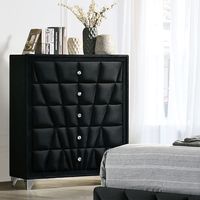 Transitional Fabric Upholstered Chest in Black